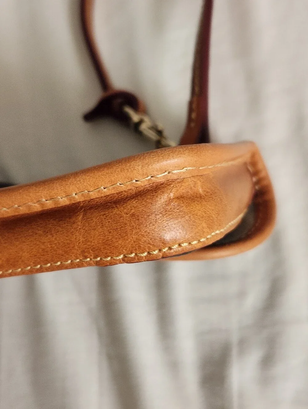 Dooney and Bourke Pebbled Leather Bristol Pouch with Clip Black w Brown Trim